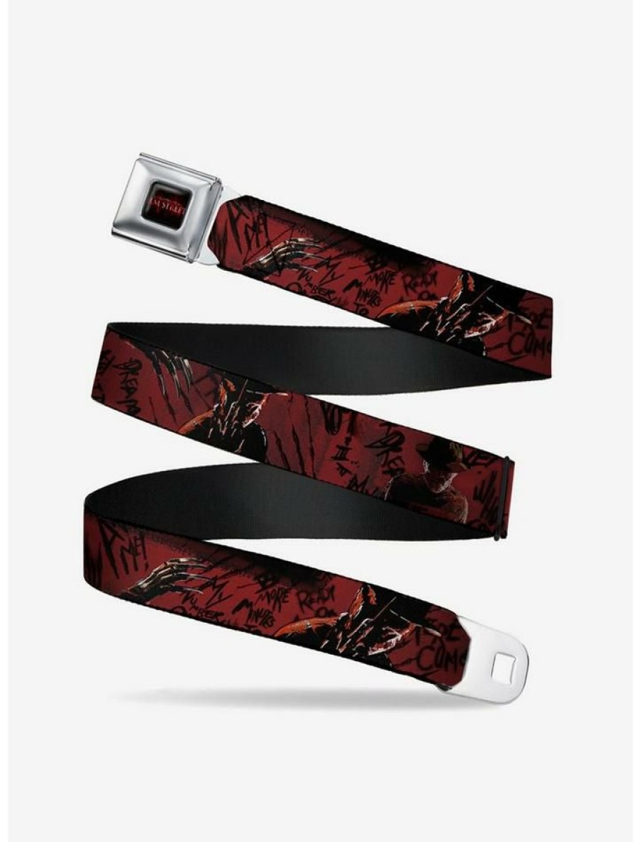 Accessories * | Best Sale A Nightmare On Elm Street Freddy Quotes Scrawls Hand Scratching Seatbelt Belt