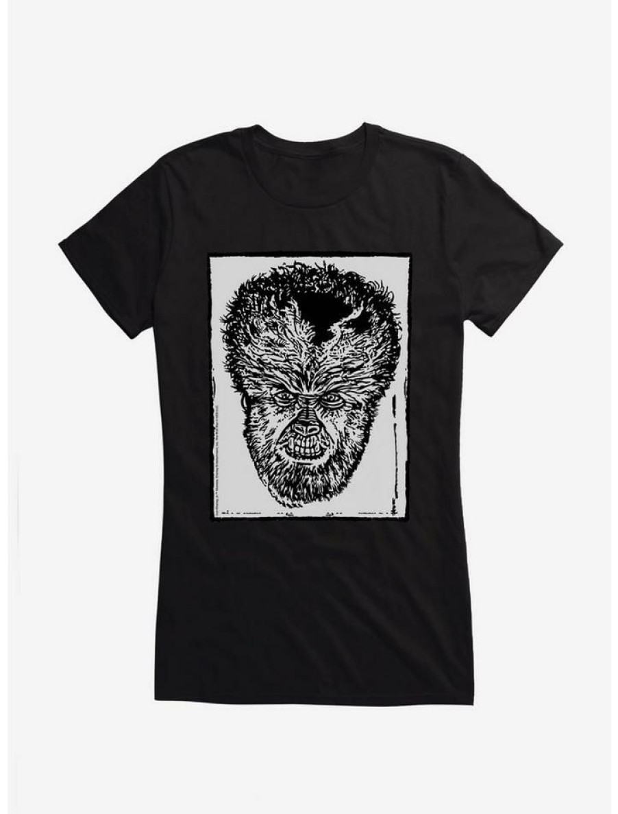 Tees * | Buy The Wolf Man Stencil Art Girls T-Shirt