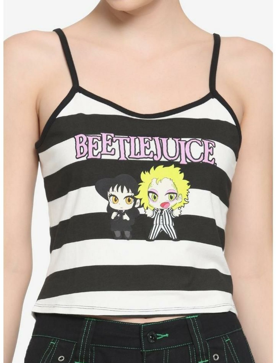 Girls * | Top 10 Beetlejuice Chibi Characters Girls Crop Strappy Tank Top Multi