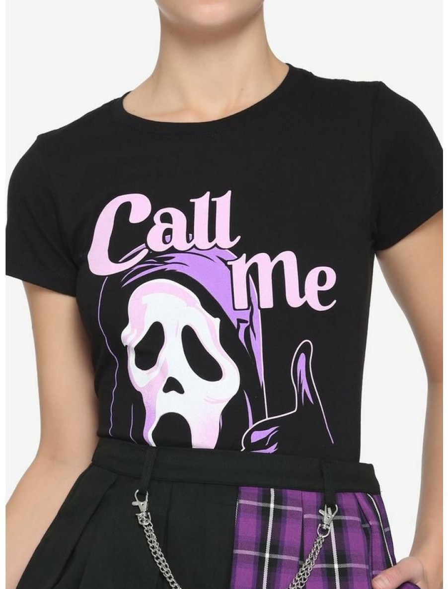 Tees * | Discount Scream Ghost Face Call Me Boyfriend Fit Girls T-Shirt Multi