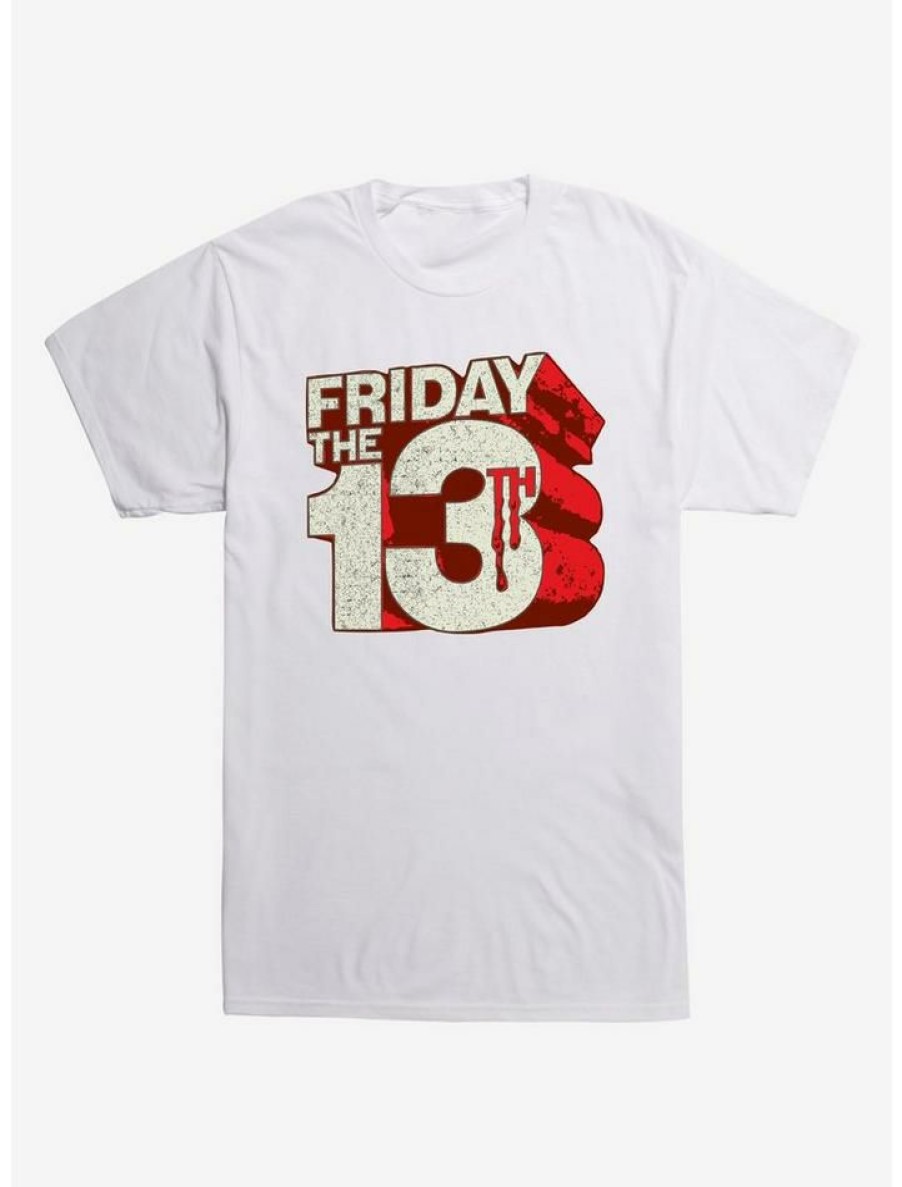 Guys * | Hot Sale Friday The 13Th Block Letters T-Shirt White