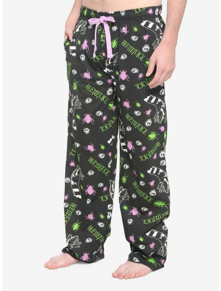 Guys * | Buy Beetlejuice Logos Pajama Pants Multi