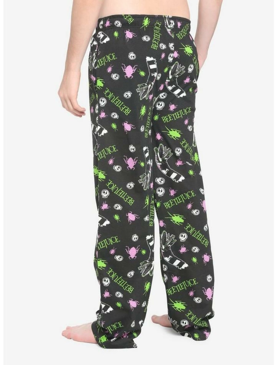 Guys * | Buy Beetlejuice Logos Pajama Pants Multi