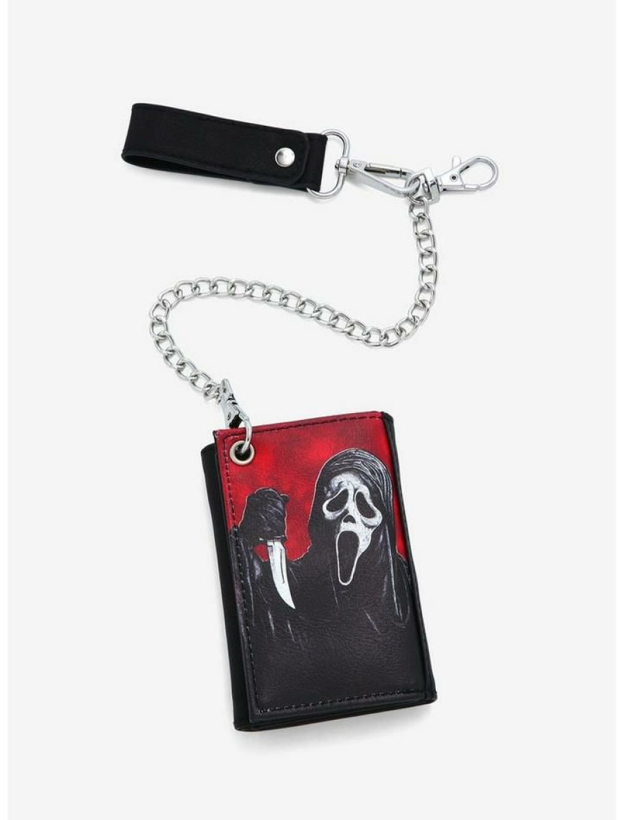 Backpacks & Bags * | Top 10 Scream Ghost Face Trifold Chain Wallet