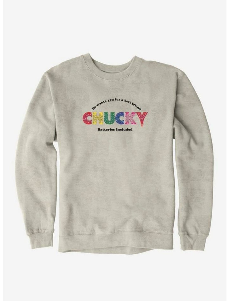 Guys * | Brand New Chucky Batteries Included Sweatshirt