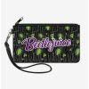 Backpacks & Bags * | Best Deal Beetlejuice Roach Skull Doodles Zip Clutch Canvas Wallet