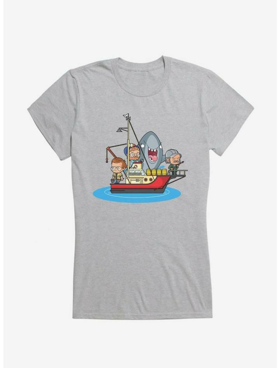 Tees * | Best Reviews Of Jaws Chibi Boat Attack Girls T-Shirt