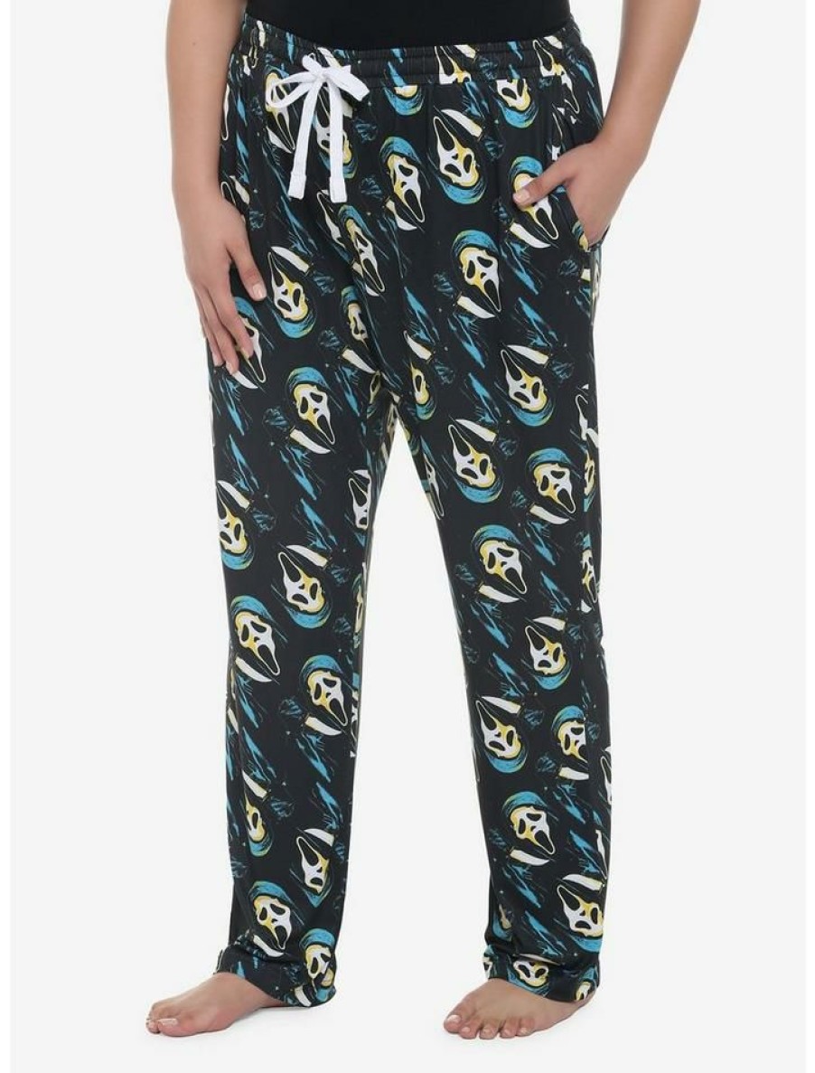 Plus * | Outlet Scream Ghost Face Allover Print Pajama Pants Plus Size Multi