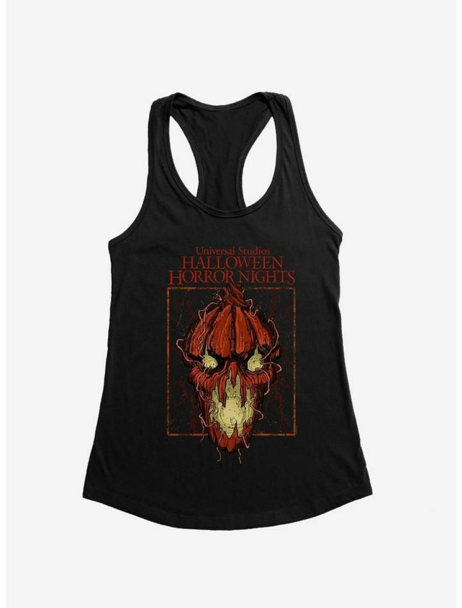 Girls * | Cheapest Halloween Horror Nights Pumpkin Face Girls Tank Black