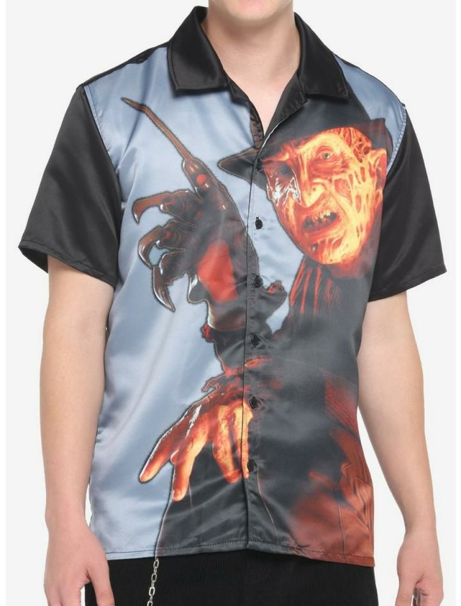 Guys * | Deals Freddy Vs. Jason Freddy Sublimated Woven Button-Up Multi