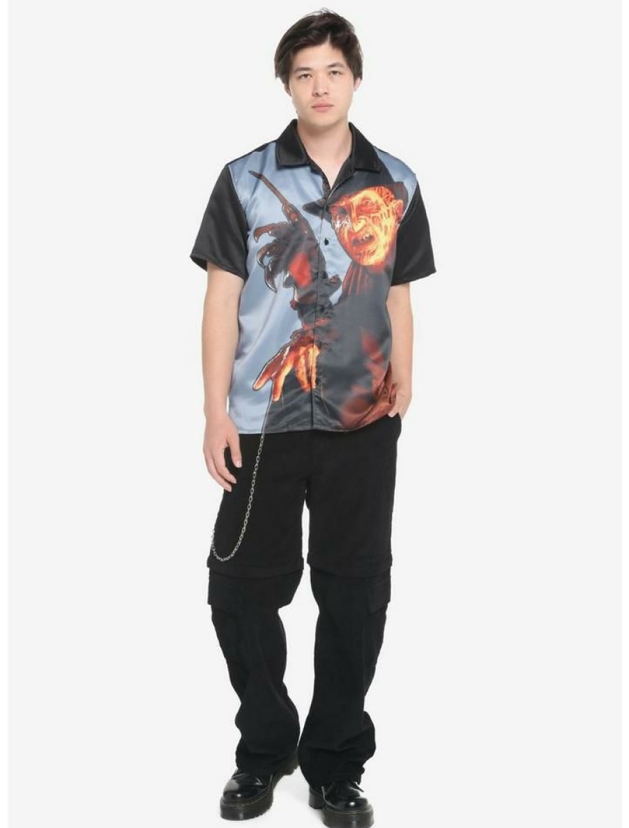 Guys * | Deals Freddy Vs. Jason Freddy Sublimated Woven Button-Up Multi