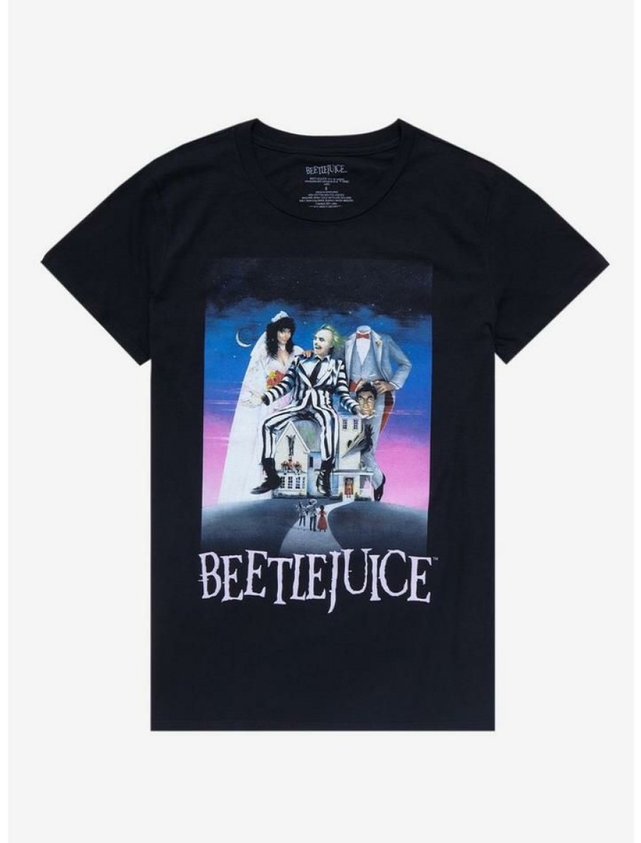 Tees * | Brand New Beetlejuice Poster Boyfriend Fit Girls T-Shirt Multi