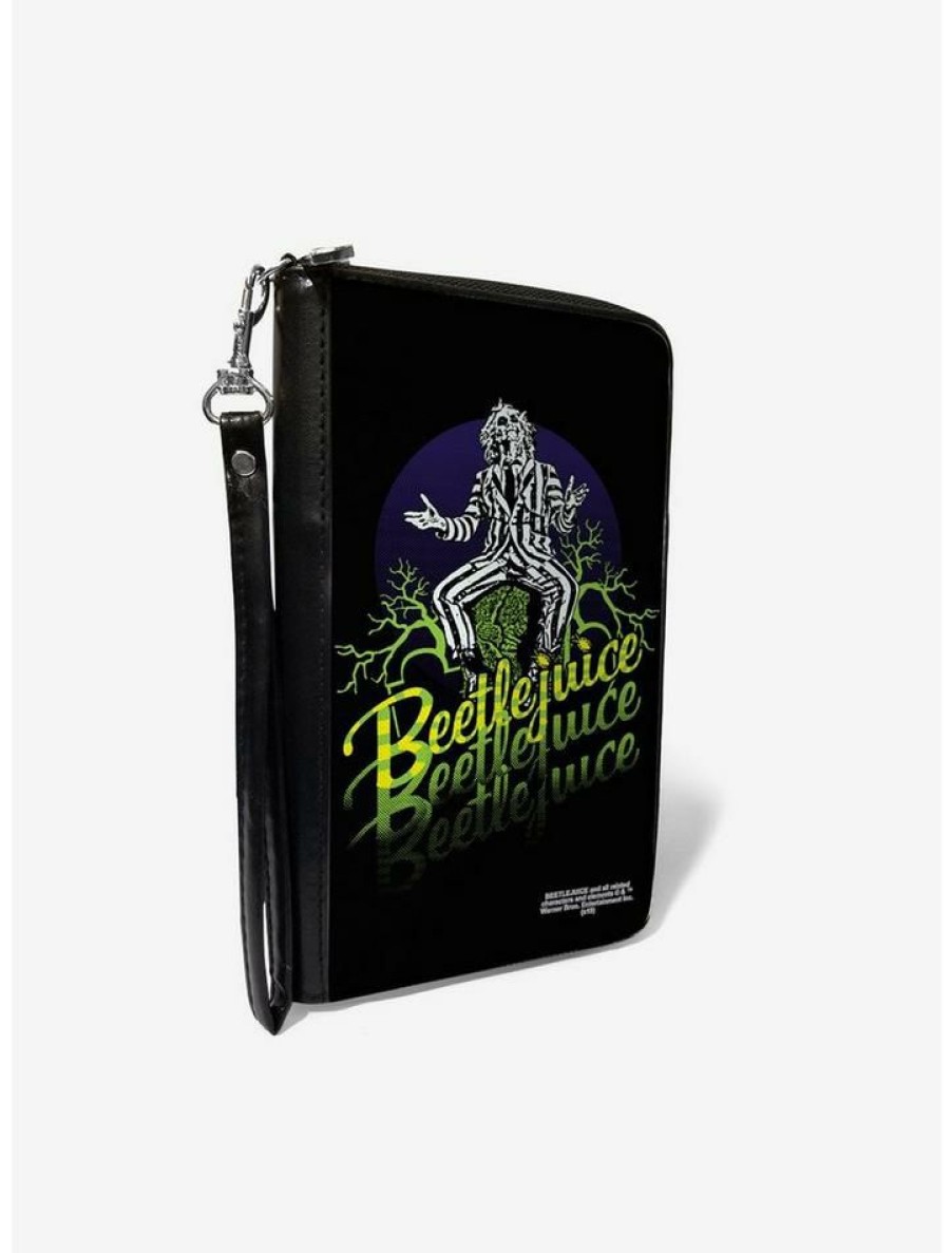 Backpacks & Bags * | Best Reviews Of Beetlejuice Sitting On Tombstone Zip Around Wallet