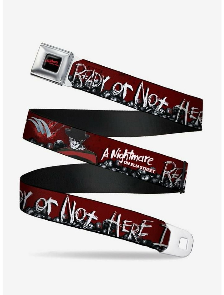 Accessories * | Cheapest Buckle-Down A Nightmare On Elm Street Ready Or Not Freddy Skulls Seatbelt Belt