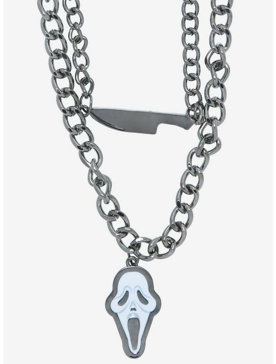 Accessories * | New Scream Ghost Face Knife Chain Necklace