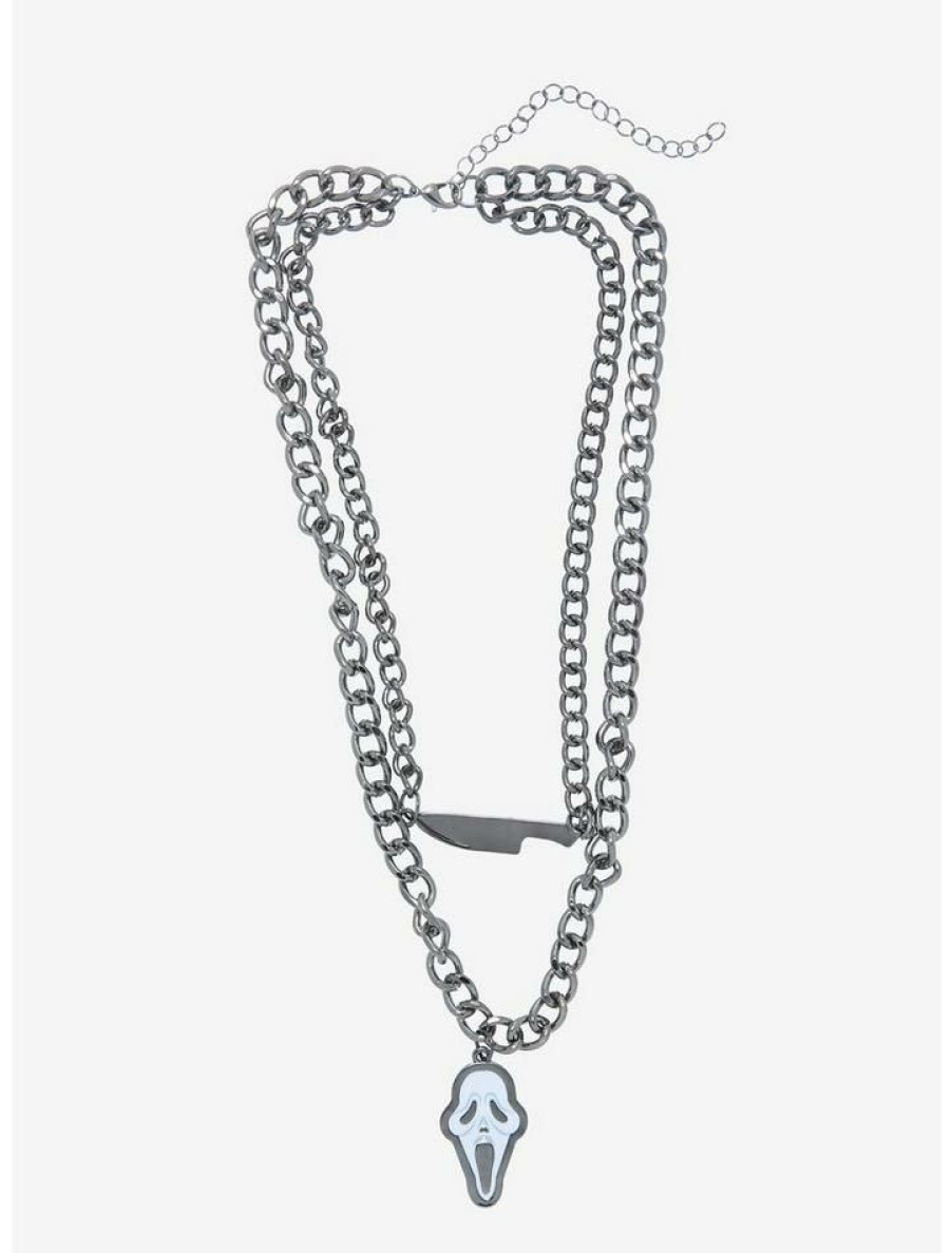 Accessories * | New Scream Ghost Face Knife Chain Necklace