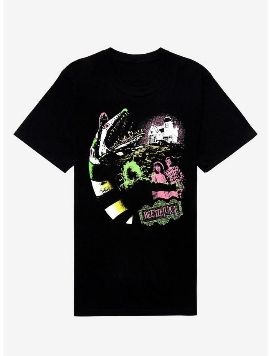 Tees * | Buy Beetlejuice Neon Sandworm Boyfriend Fit Girls T-Shirt Multi