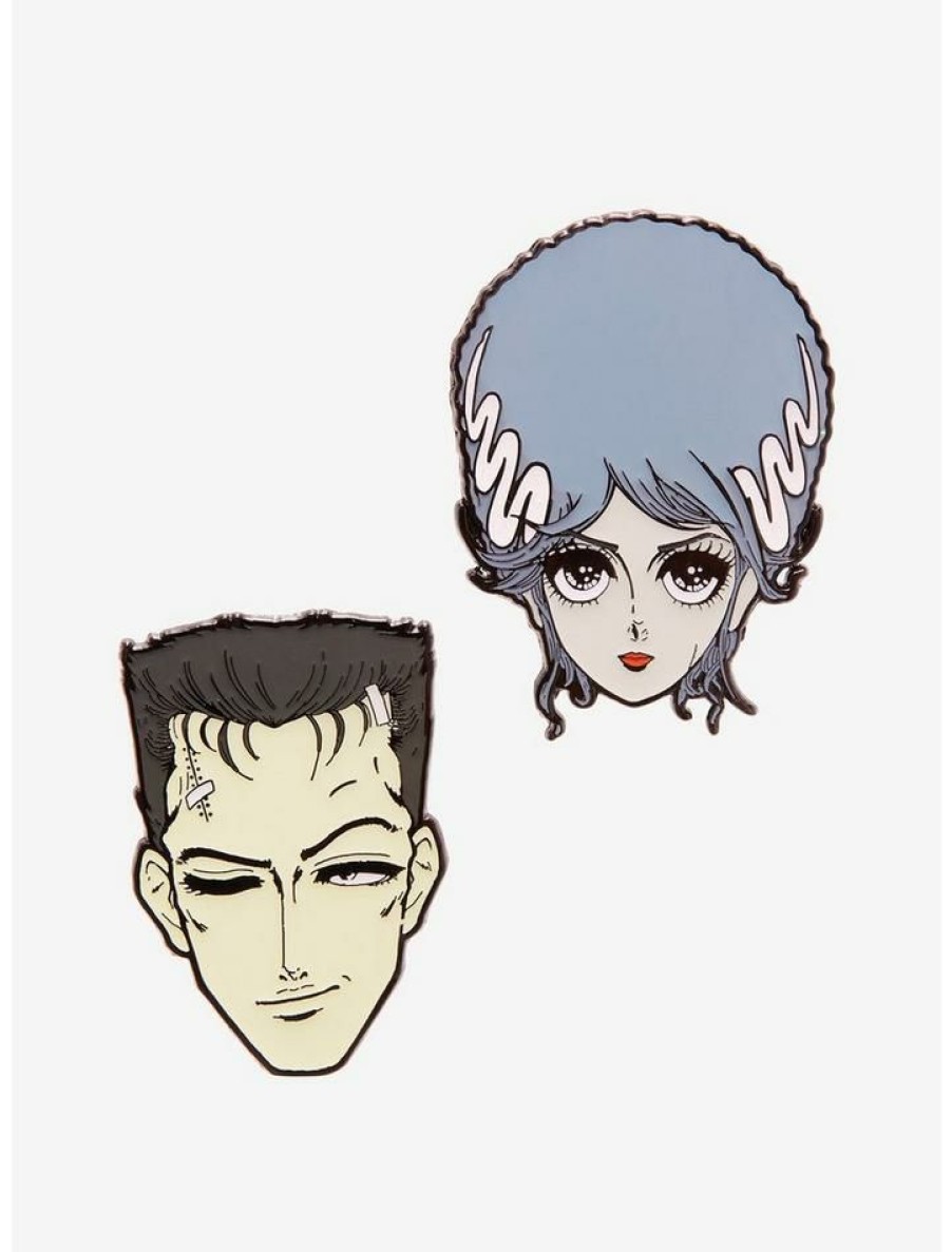 Accessories * | Deals Universal Monsters The Bride Of Frankenstein Couple Anime Enamel Pin Set