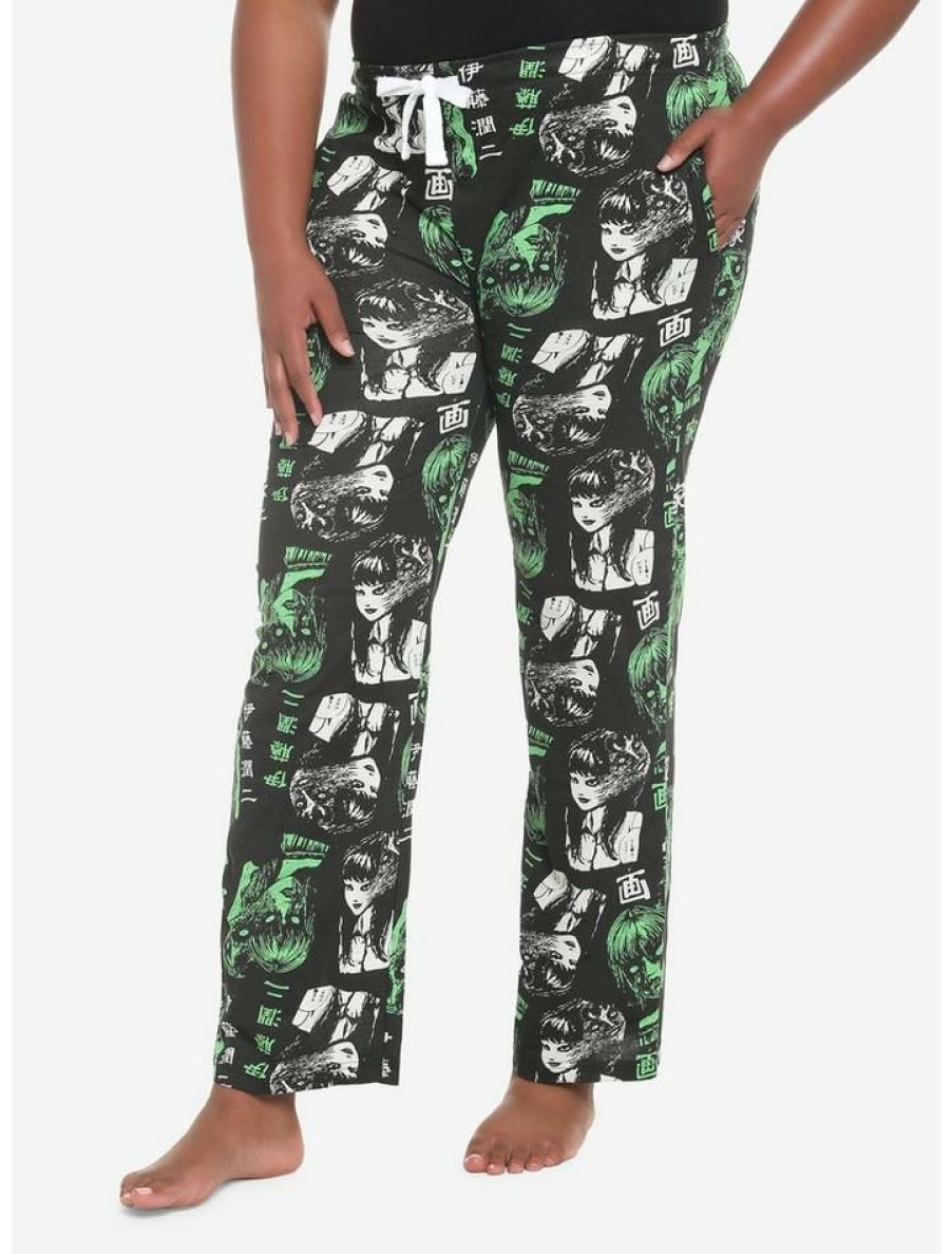 Guys * | Discount Junji Ito Tomie Faces Pajama Pants Plus Size Green