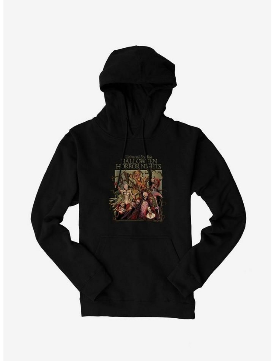 Guys * | Flash Sale Halloween Horror Nights Monsters Group Photo Hoodie Black