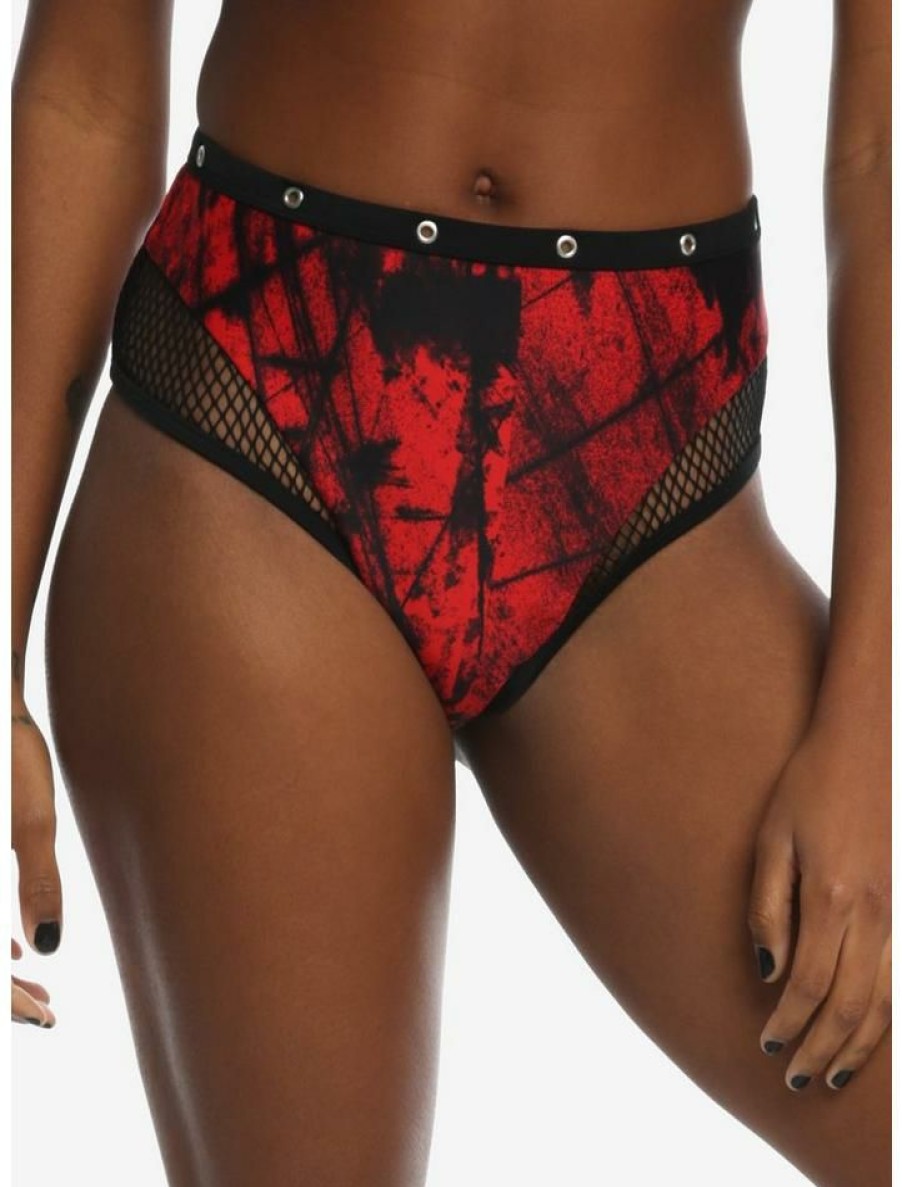 Girls * | Cheapest A Nightmare On Elm Street Grommet High-Waisted Swim Bottoms Multi