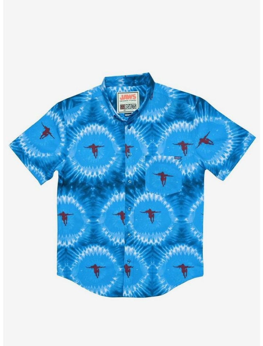 Guys * | Wholesale Rsvlts Jaws Night Swim Kunuflex Short Sleeve Shirt Blue