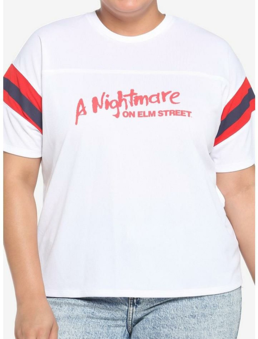 Tees * | Outlet A Nightmare On Elm Street Varsity Girls Crop Jersey Top Plus Size Multi