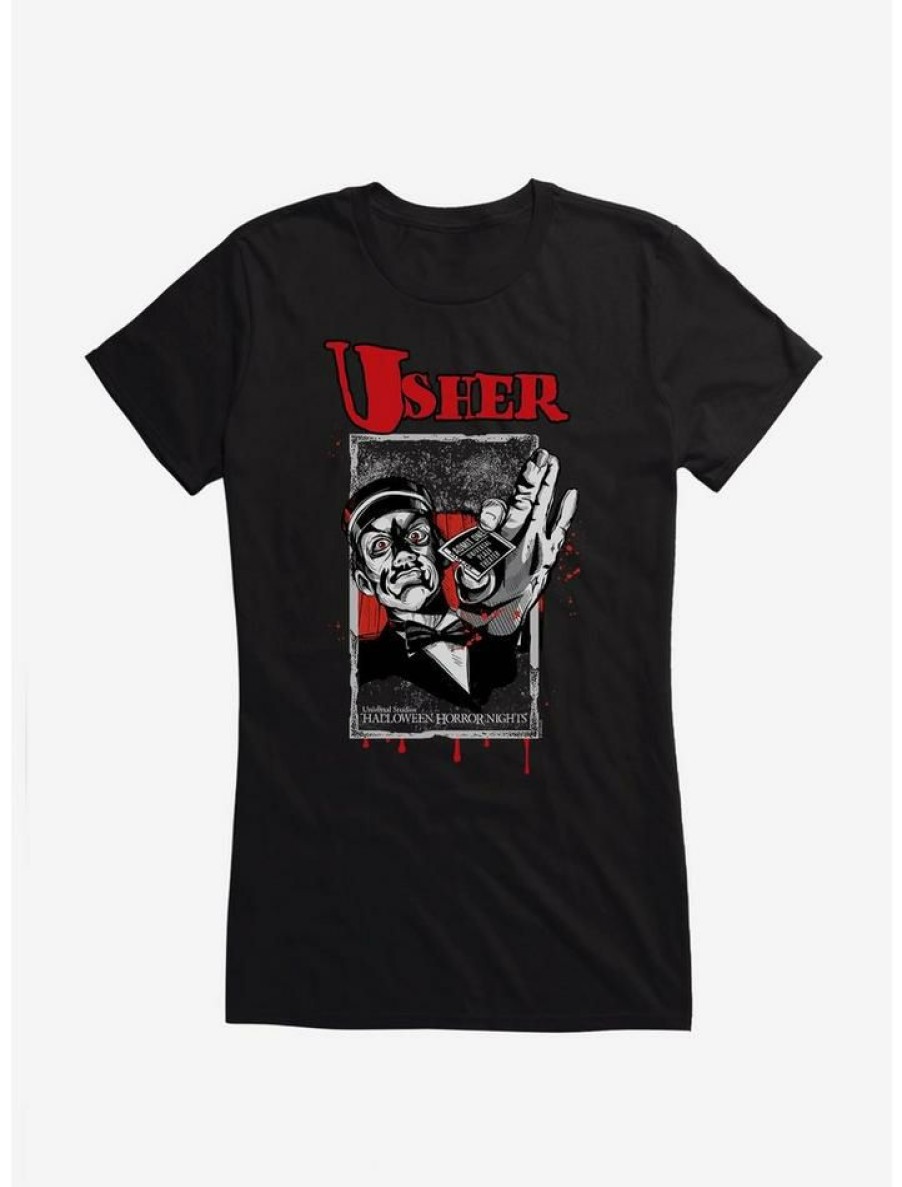 Tees * | Flash Sale Halloween Horror Nights Usher Girls T-Shirt Black