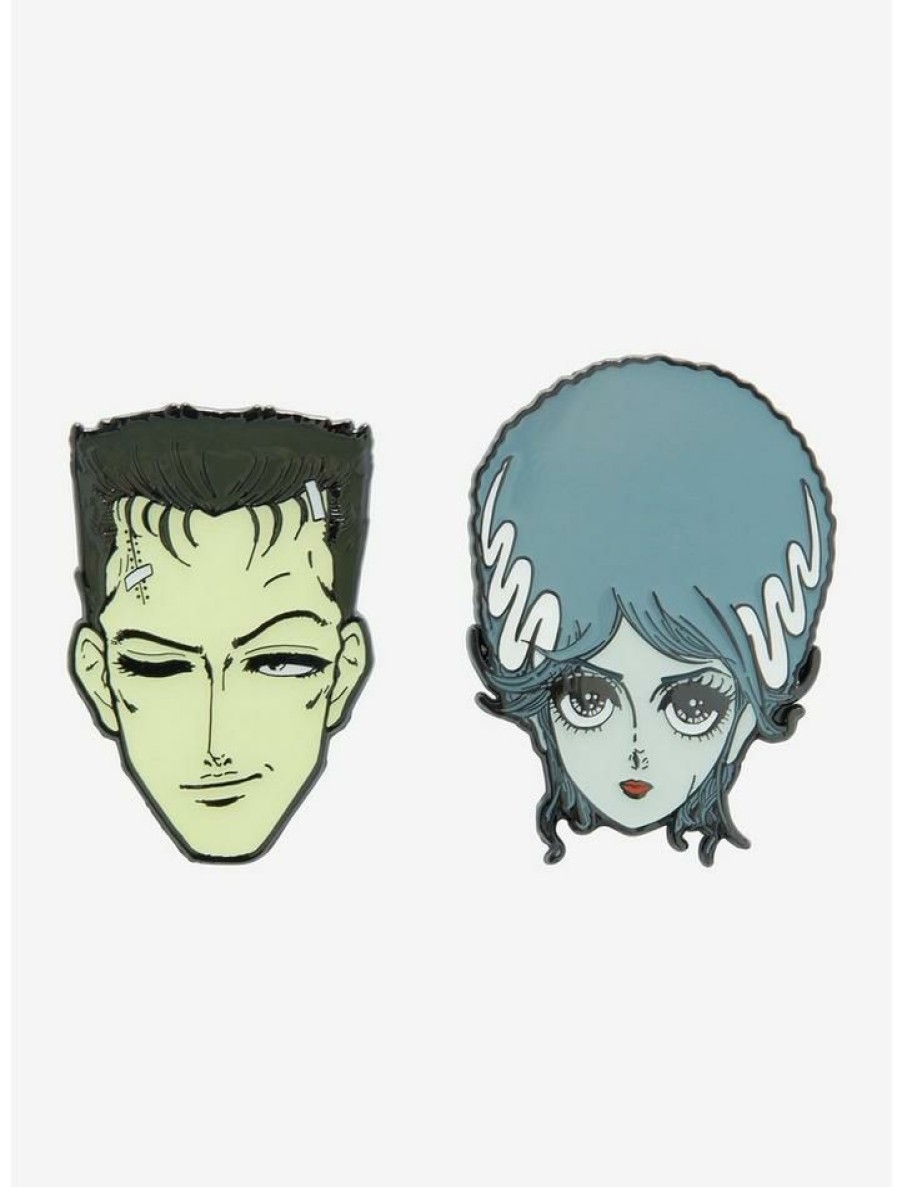 Accessories * | Buy Universal Monsters The Bride Of Frankenstein Couple Anime Enamel Pin Set