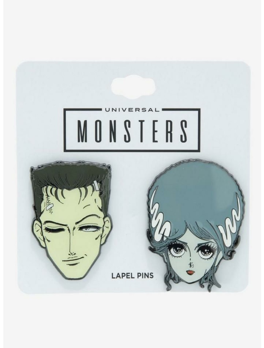 Accessories * | Buy Universal Monsters The Bride Of Frankenstein Couple Anime Enamel Pin Set