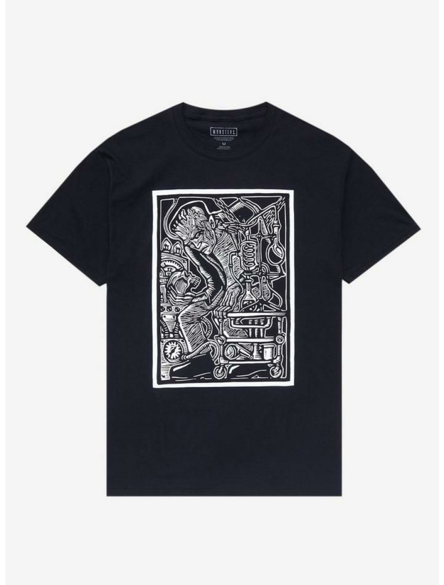 Tees * | Best Pirce Universal Monsters Frankenstein'S Monster Woodcut T-Shirt By Brian Reedy Black