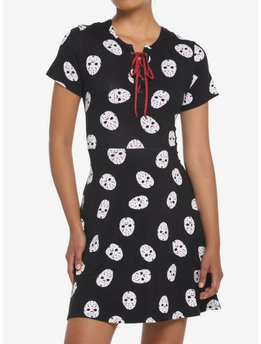 Girls * | Discount Friday The 13Th Jason Mask Skater Dress Multi