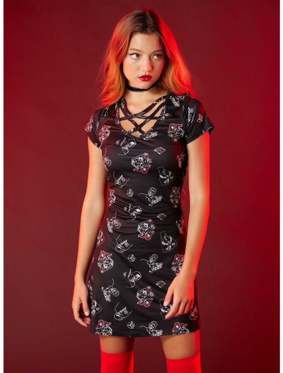 Girls * | Outlet Universal Studios Halloween Horror Nights Characters Lace-Up Bodycon Dress Multi