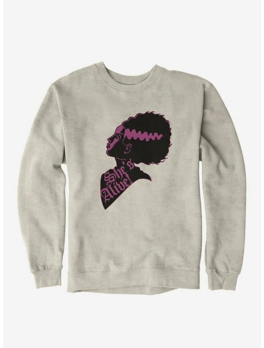 Guys * | Hot Sale Universal Monsters Bride Of Frankenstein She'S Alive! Side Profile Sweatshirt