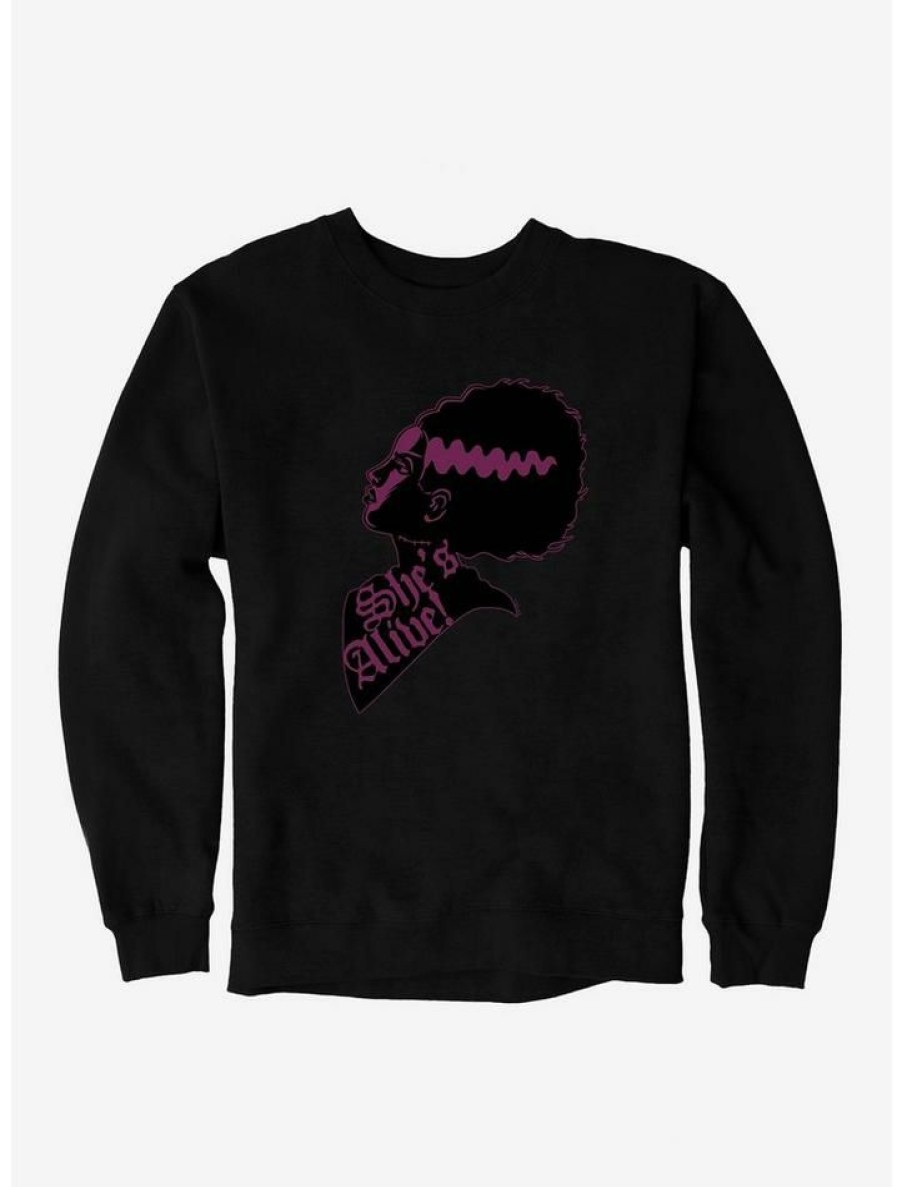 Guys * | Hot Sale Universal Monsters Bride Of Frankenstein She'S Alive! Side Profile Sweatshirt