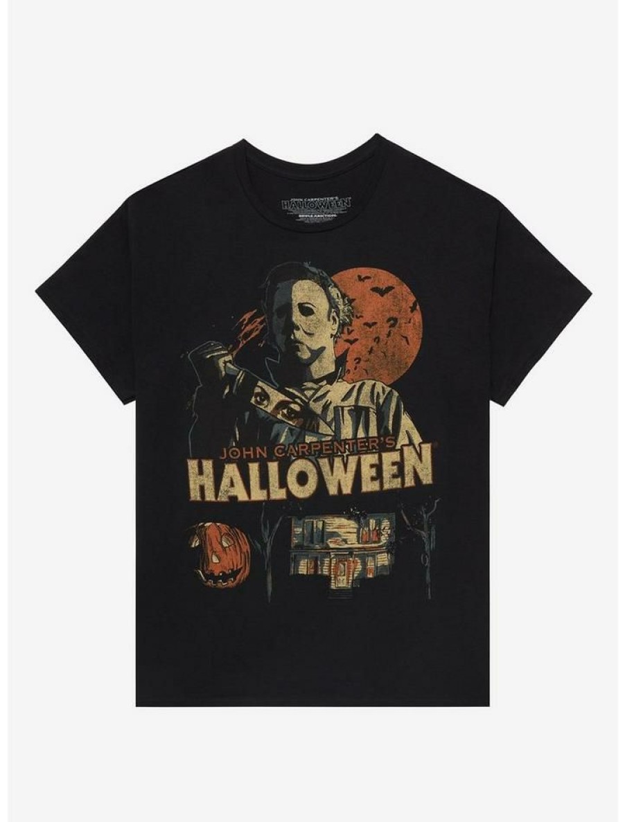 Tees * | New Halloween Vintage Poster Boyfriend Fit Girls T-Shirt Plus Size Multi