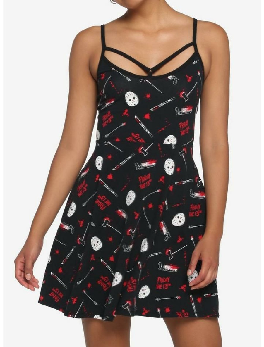 Girls * | Deals Friday The 13Th Jason Bloody Weapons Strappy Dress Multi