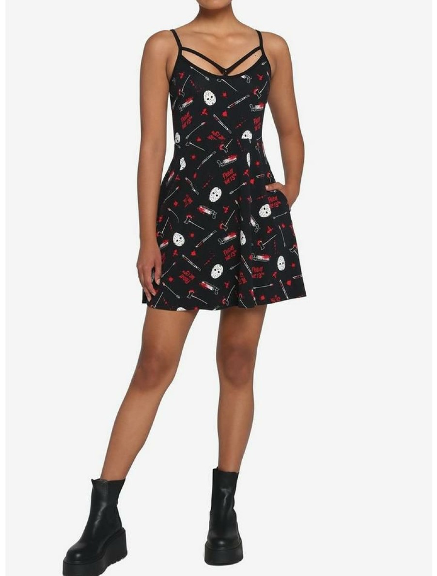 Girls * | Deals Friday The 13Th Jason Bloody Weapons Strappy Dress Multi