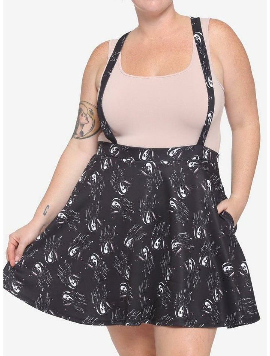 Plus * | Cheapest Scream Ghost Face Suspender Skirt Plus Size Multi