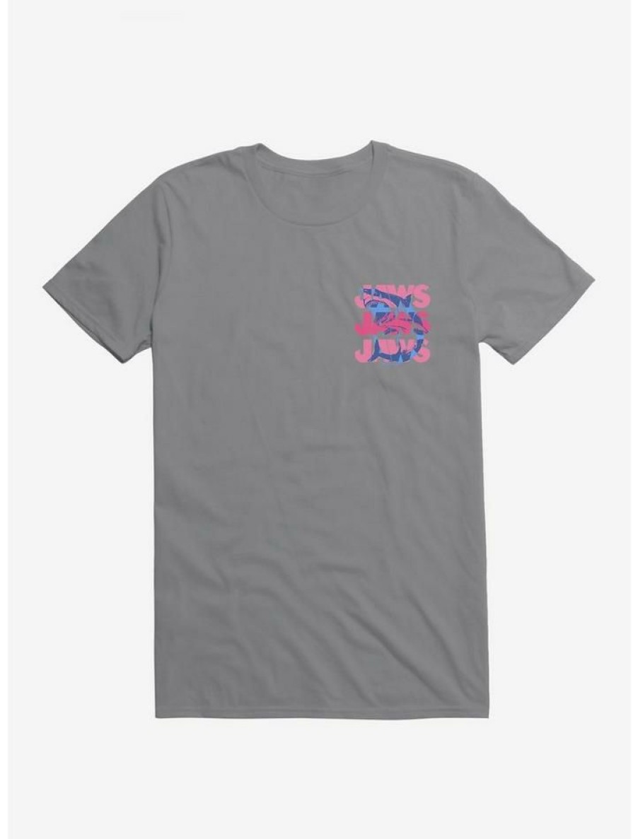 Guys * | Top 10 Jaws Pink Script Stack T-Shirt