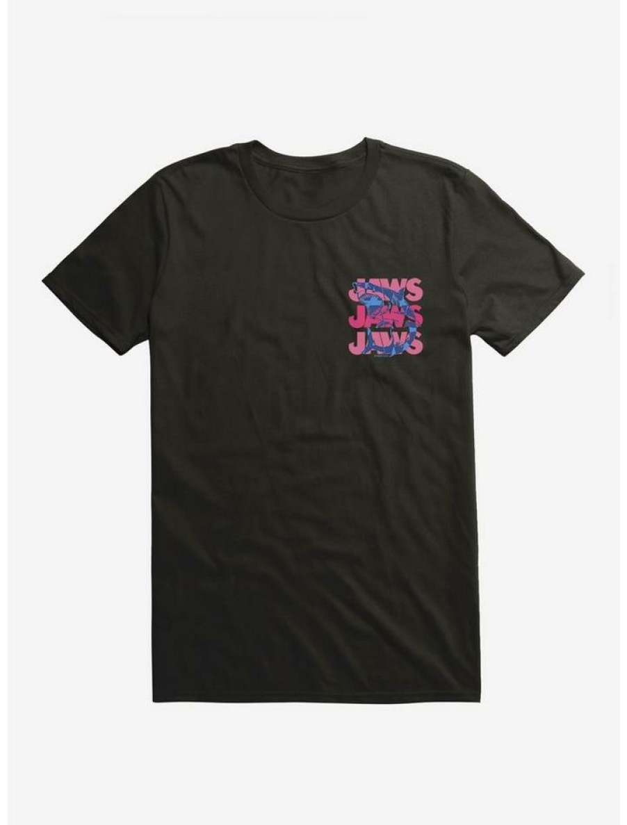 Guys * | Top 10 Jaws Pink Script Stack T-Shirt