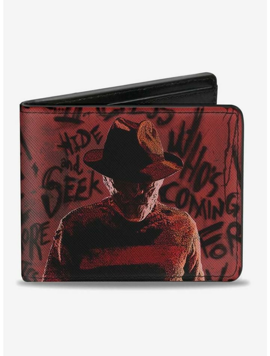 Backpacks & Bags * | Flash Sale A Nightmare On Elm Street Freddy Pose With Quotes Bi-Fold Wallet