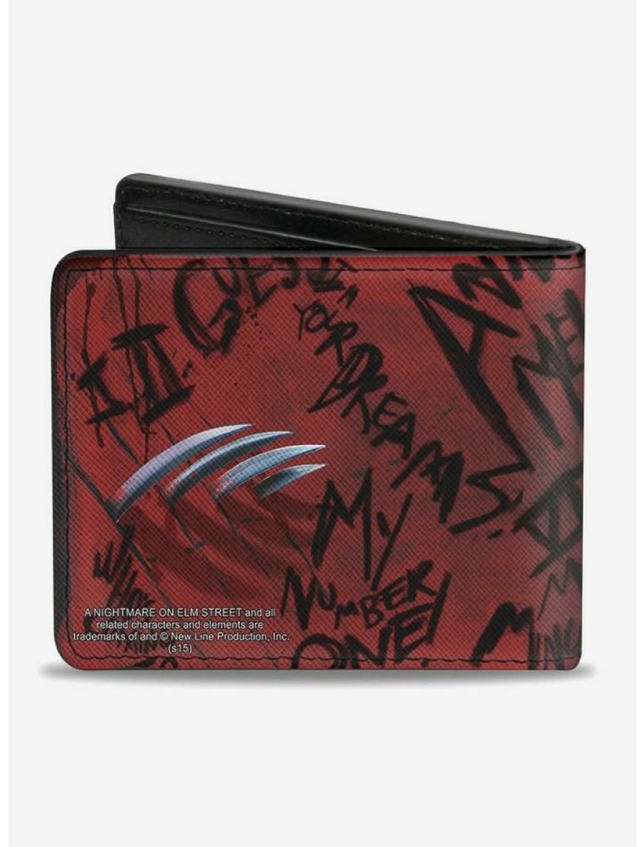 Backpacks & Bags * | Flash Sale A Nightmare On Elm Street Freddy Pose With Quotes Bi-Fold Wallet