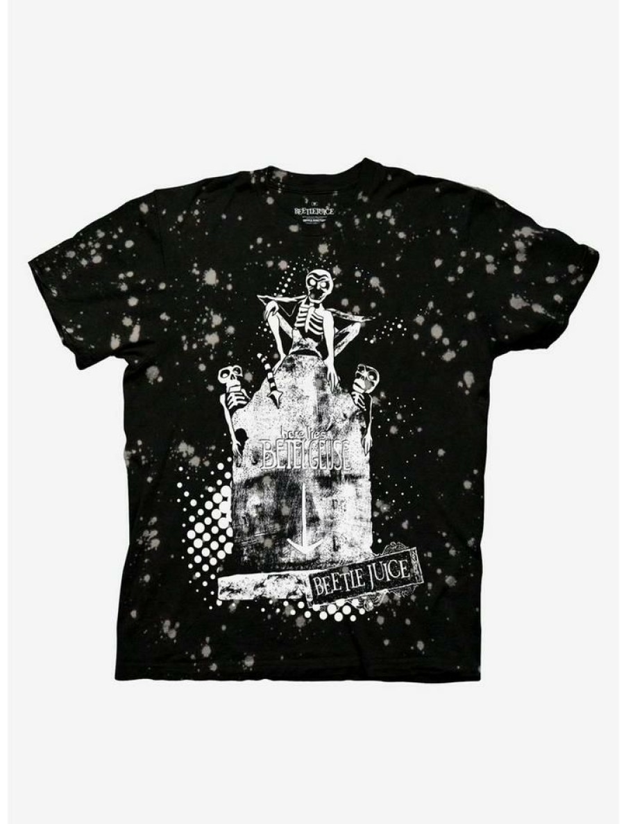 Tees * | Outlet Beetlejuice Tombstone Paint Splatter Boyfriend Fit Girls T-Shirt Multi