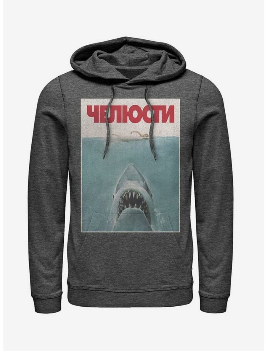 Guys * | Top 10 Russian Title Shark Poster Hoodie Char Htr