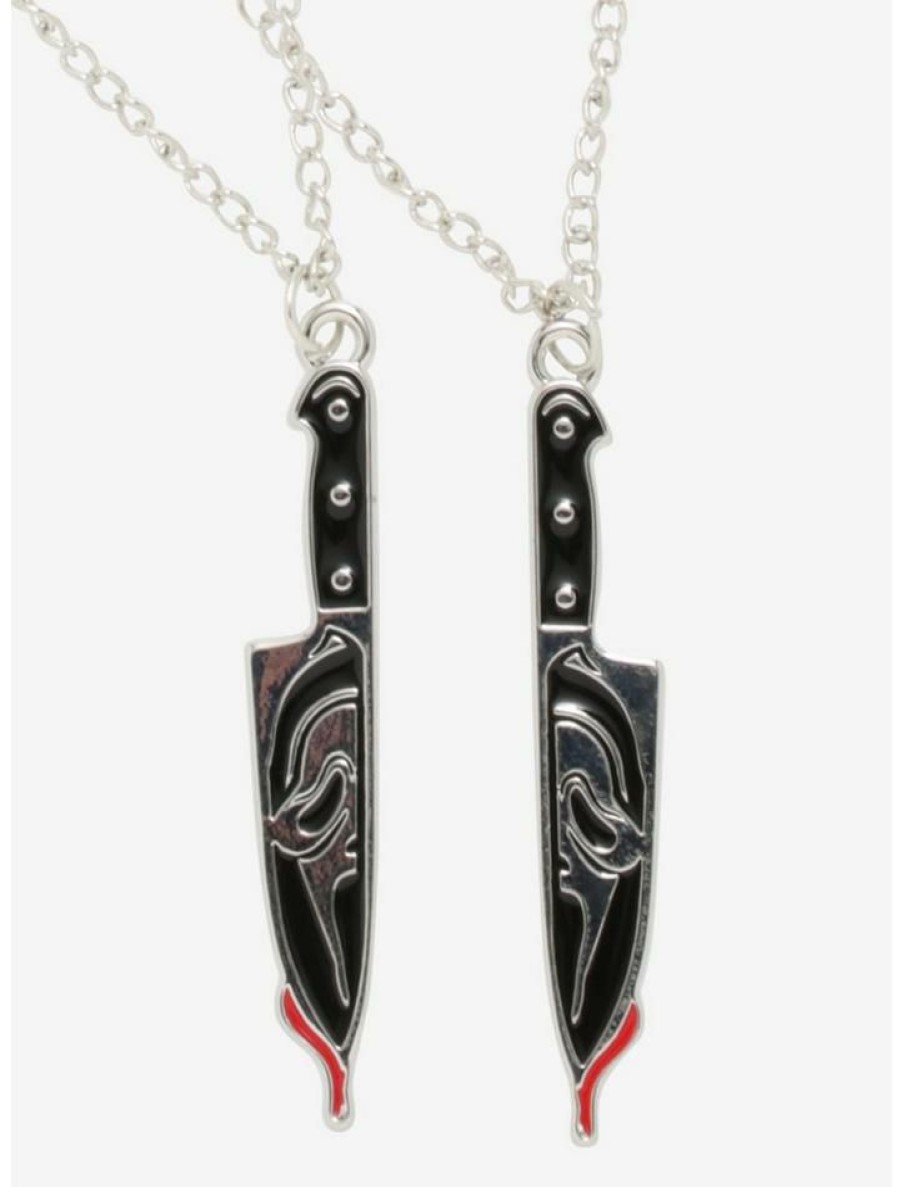 Accessories * | Best Pirce Scream Ghost Face Knife Best Friend Necklace Set