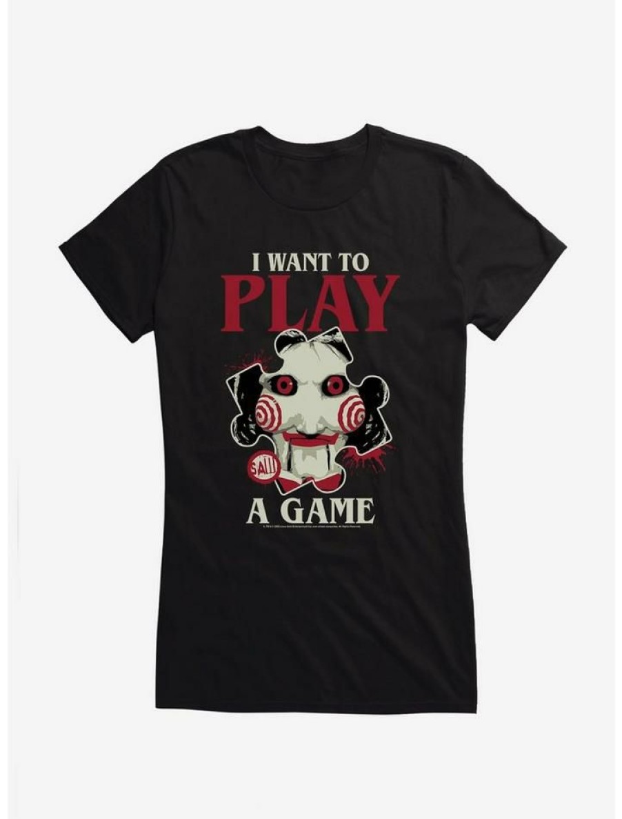 Tees * | Flash Sale Saw I Want To Play A Game Girls T-Shirt Black