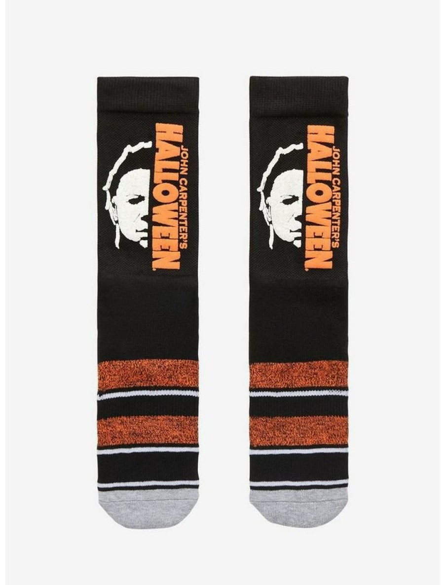 Girls * | Best Deal Halloween Michael Meyers Stripe Crew Socks