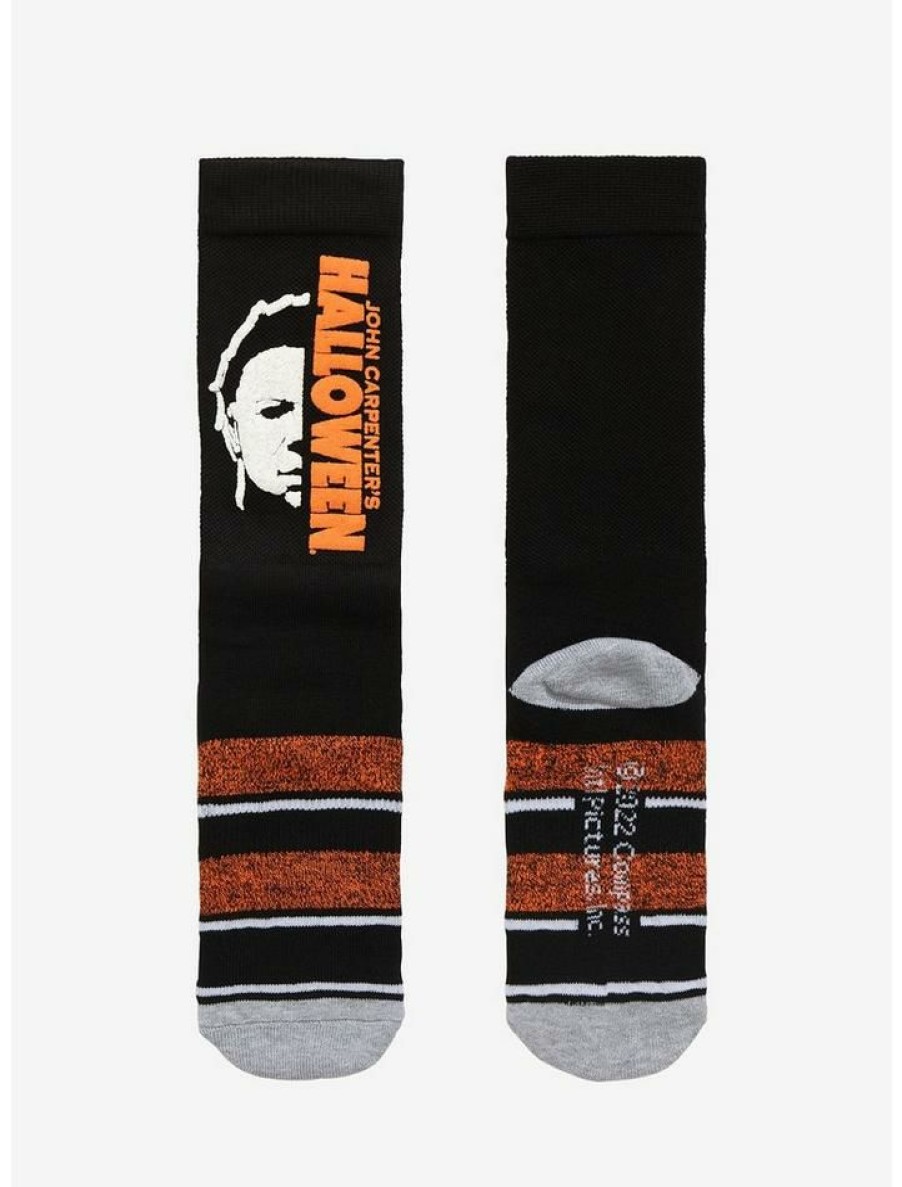 Girls * | Best Deal Halloween Michael Meyers Stripe Crew Socks