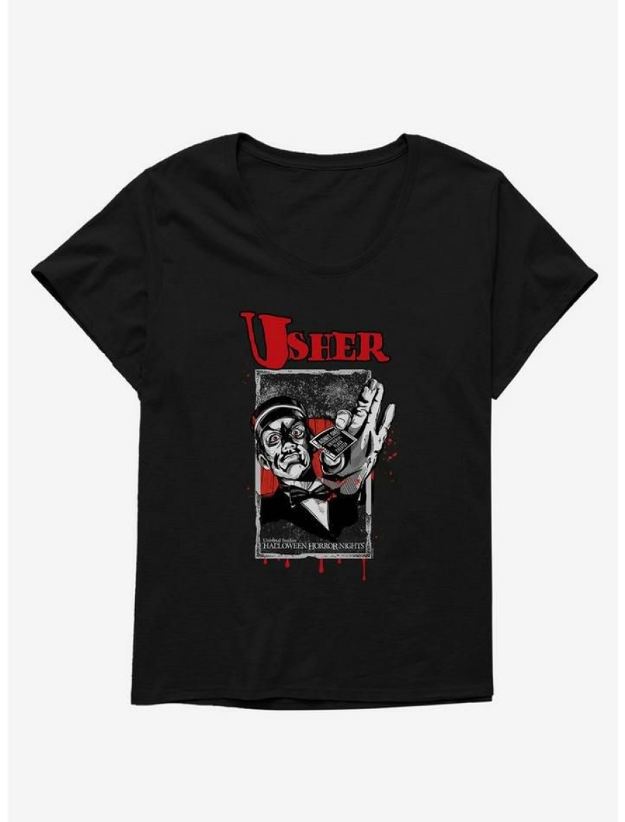 Tees * | Flash Sale Halloween Horror Nights Usher Girls T-Shirt Plus Size Black